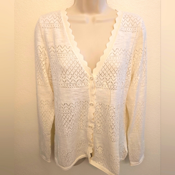 Frye Sweaters - NWT Frye Ladies Cream Cardigan Sweater with Intricate Knit Design